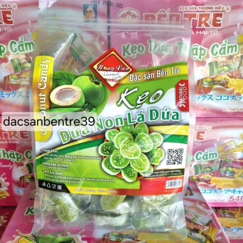 Kẹo dừa dứa non Hồng Vân, túi 500g