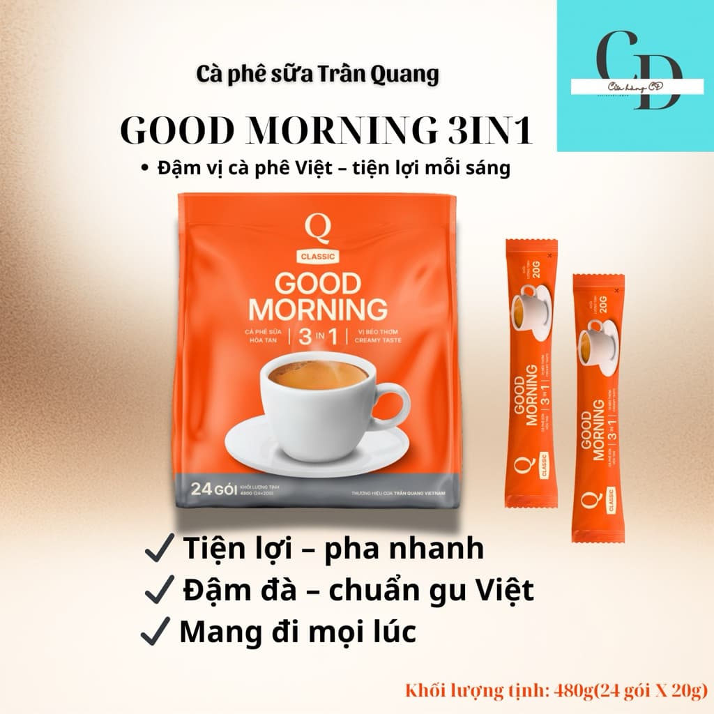 Растворимый кофе 3-в-1 Good Morning (Trần Quang), 24 пакетиков, 480 г