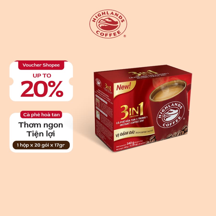 Растворимый кофе 3-в-1 Highlands Coffee, 20 пакетиков