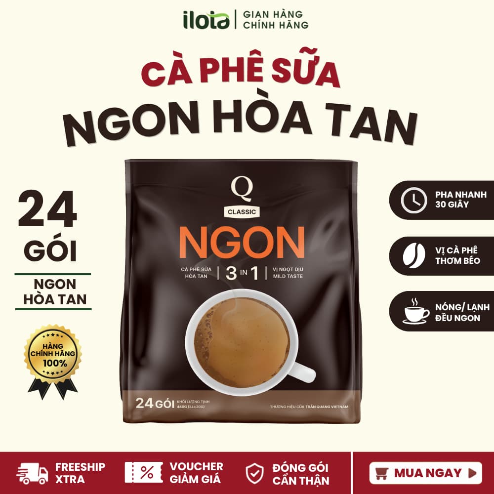 Растворимый кофе 3-в-1 Trần Quang, 24 пакетиков