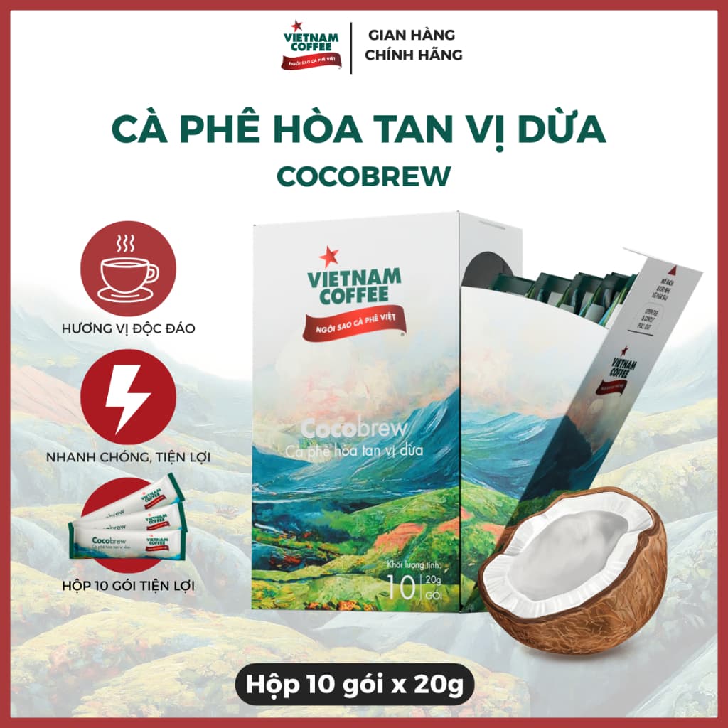Растворимый кофе со вкусом (кокос) Cocobrew Vietnam Coffee, 10 пакетиков