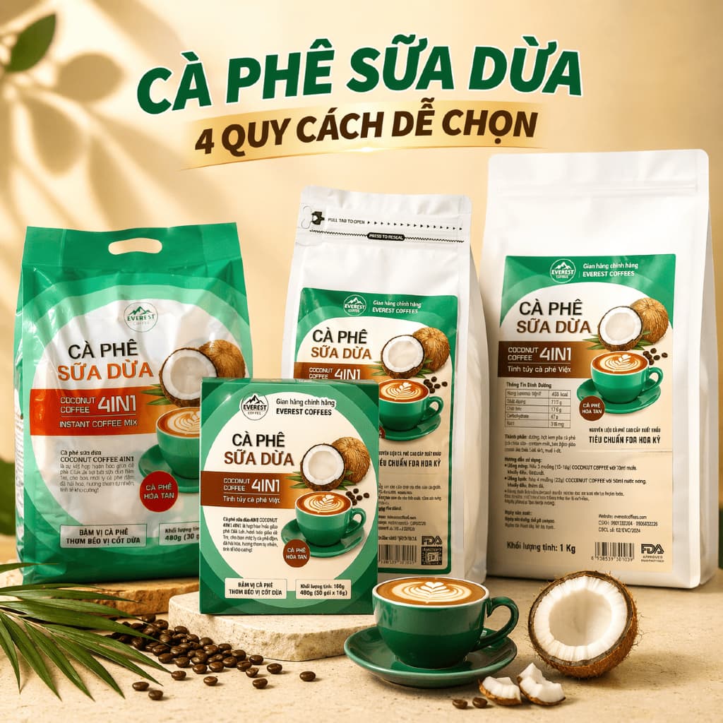 Растворимый кофе со вкусом (кокос) Everest Coffee