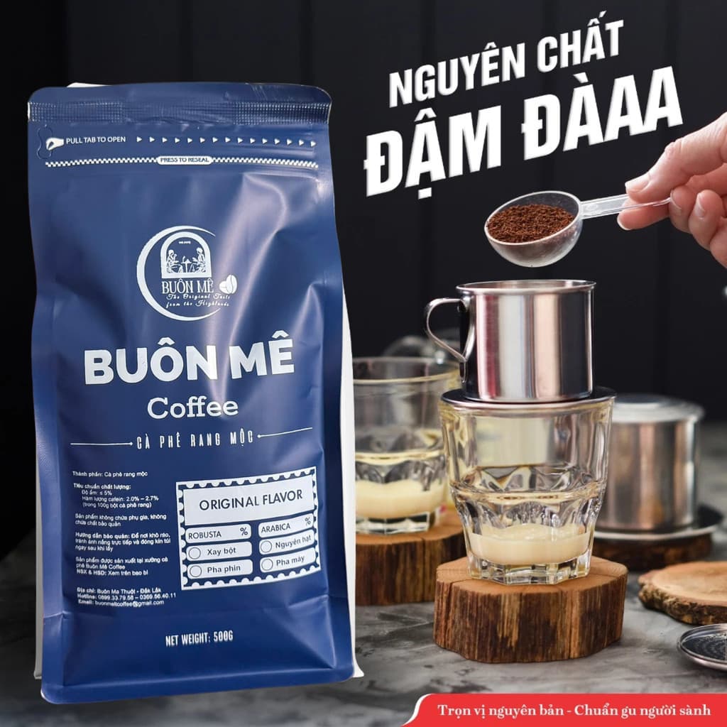 Кофе в зёрнах сорта бленд Robusta/Arabica от Buôn Mê Coffee, 500 г