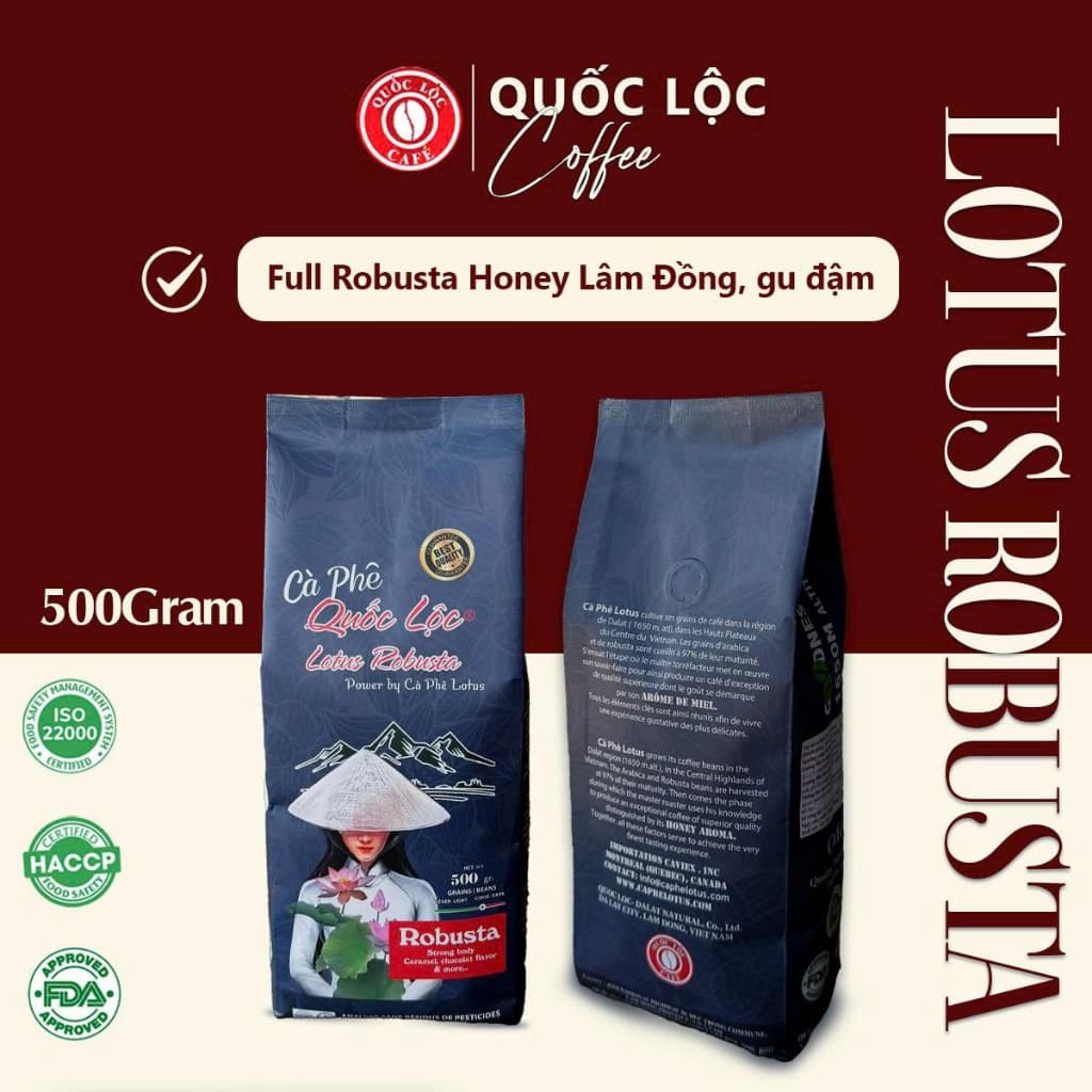 Кофе в зёрнах сорта Robusta от Lotus, 500 г
