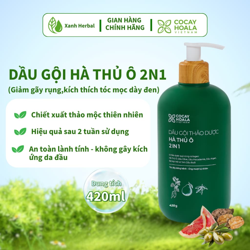 Cỏ Cây Hoa Lá Dầu Gội Hà Thủ Ô 2in1, 420g