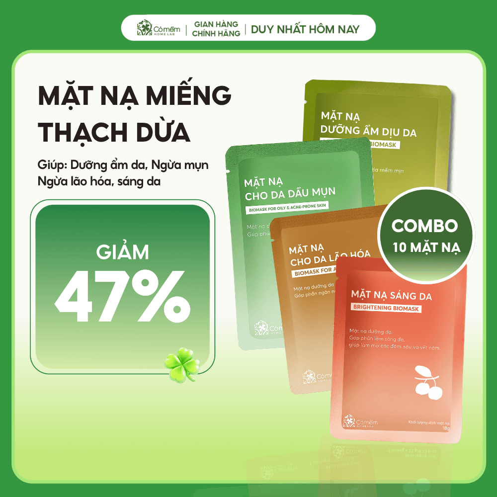 Cỏ Mềm Combo 10 Mặt Nạ Dừa Tươi Lên Men