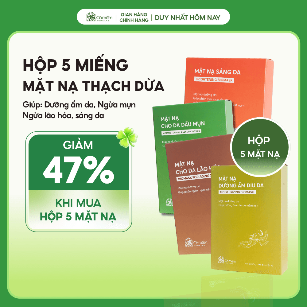 Cỏ Mềm Combo 5 Mặt Nạ Dừa Tươi Lên Men