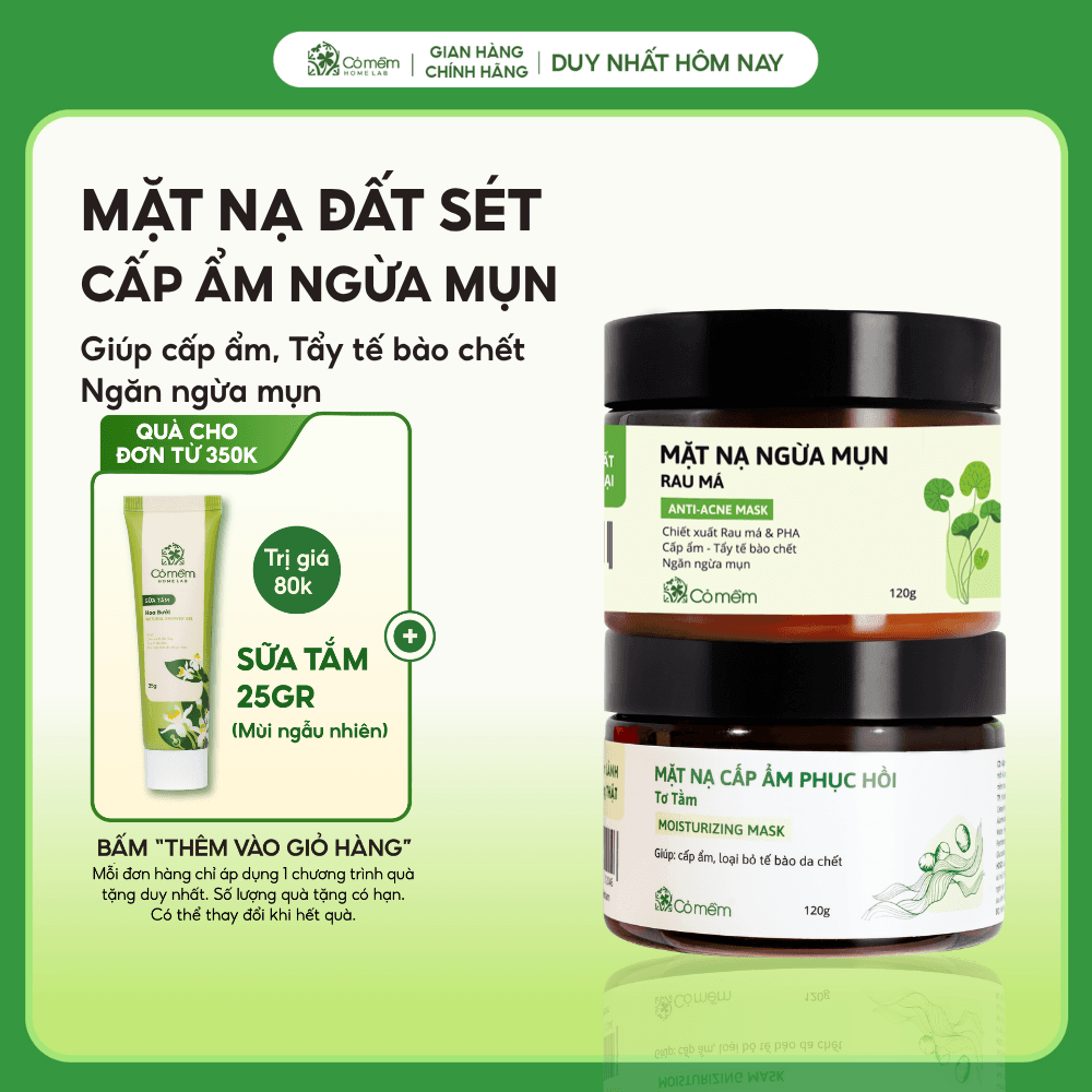 Cỏ Mềm Mặt Nạ Đất Sét Cấp Ẩm Ngừa Mụn Tẩy Tế Bào Chết
