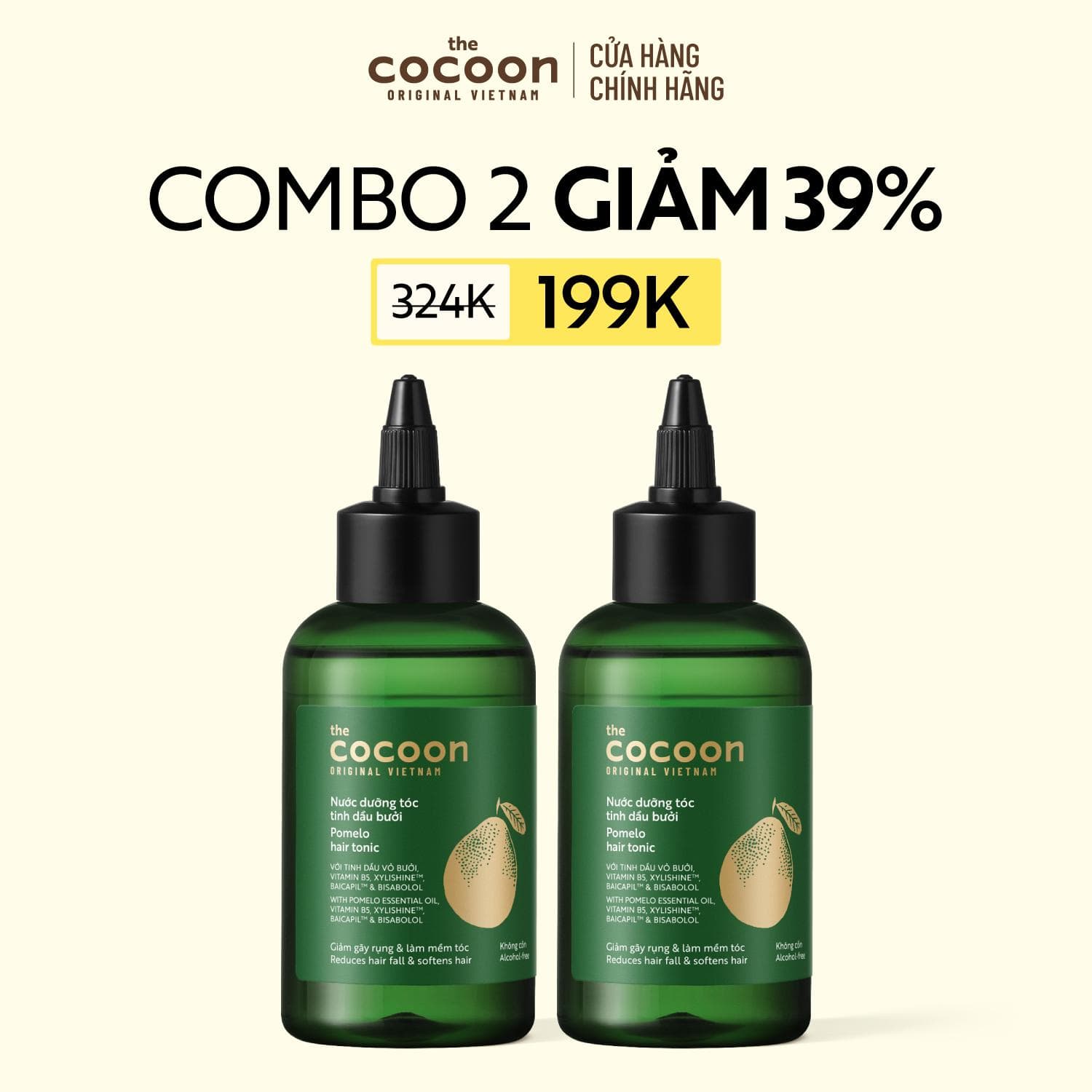 Cocoon Nước Dưỡng Tóc Tinh Dầu Bưởi, combo 2 chai
