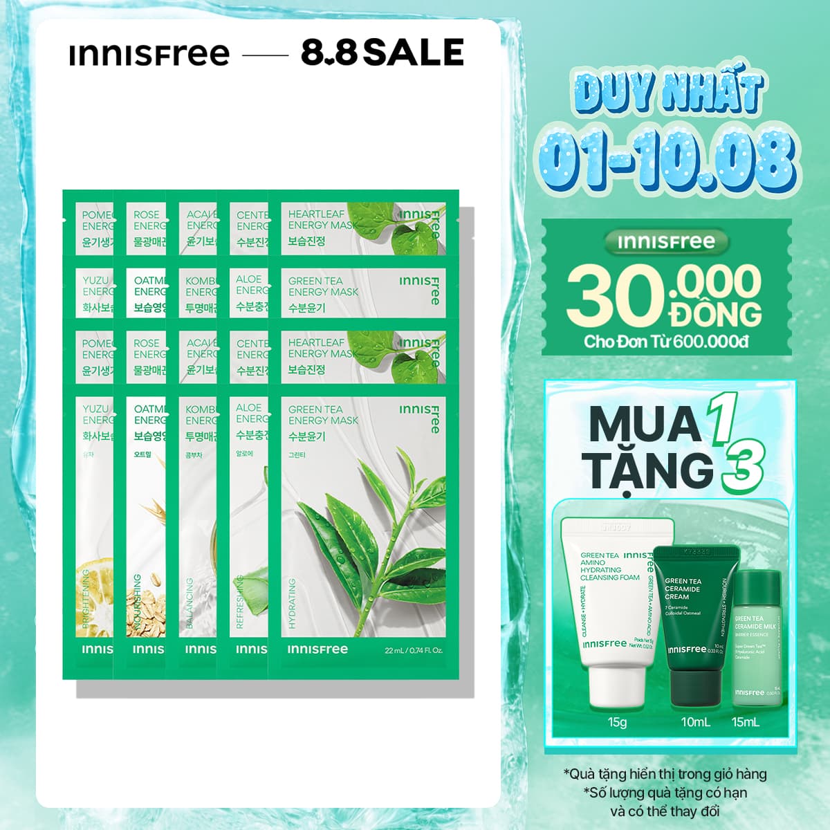 Innisfree Combo 20 Mặt Nạ Giấy Ép Trái Cây Tự Nhiên