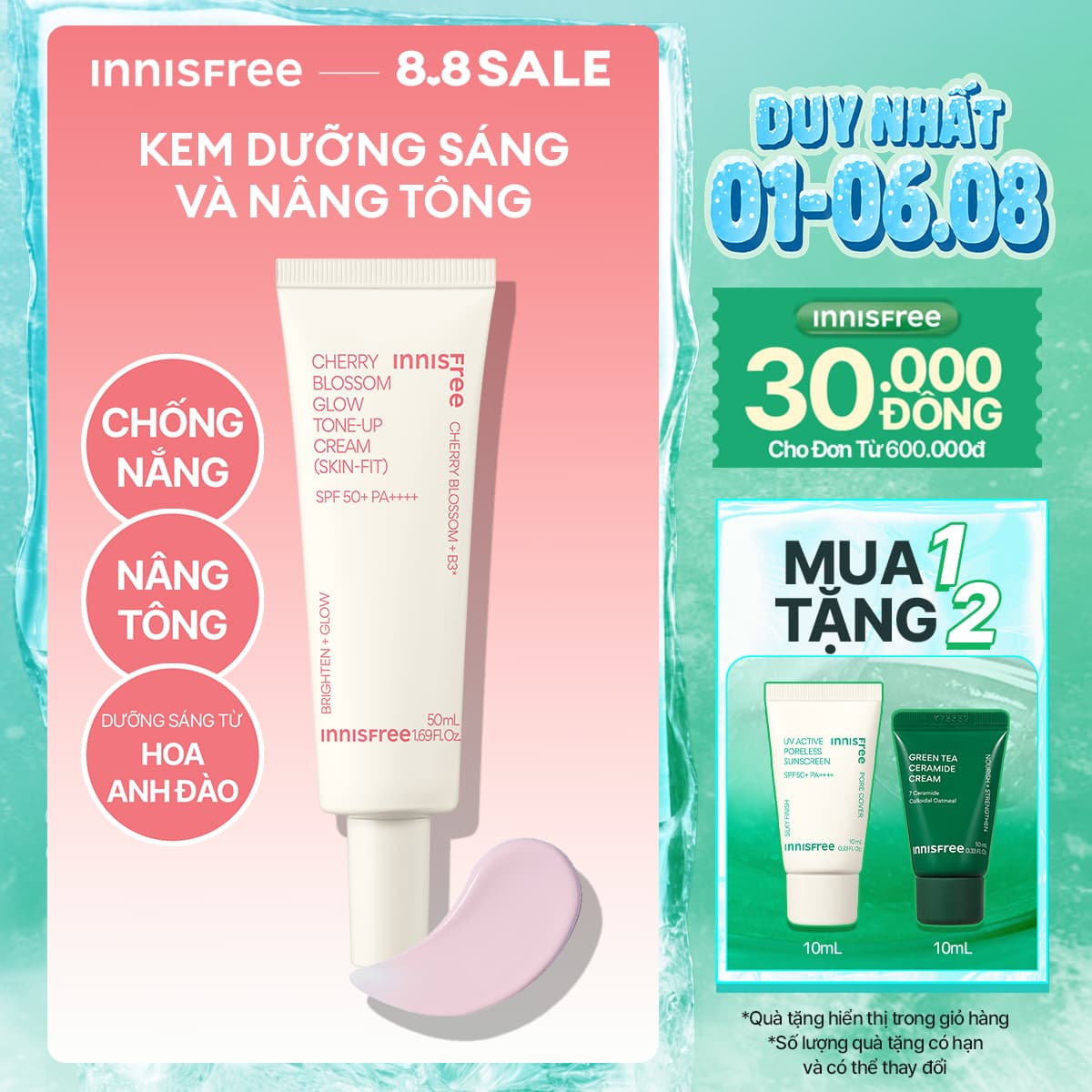 Innisfree Kem Dưỡng Ẩm Làm Sáng Chống Nắng