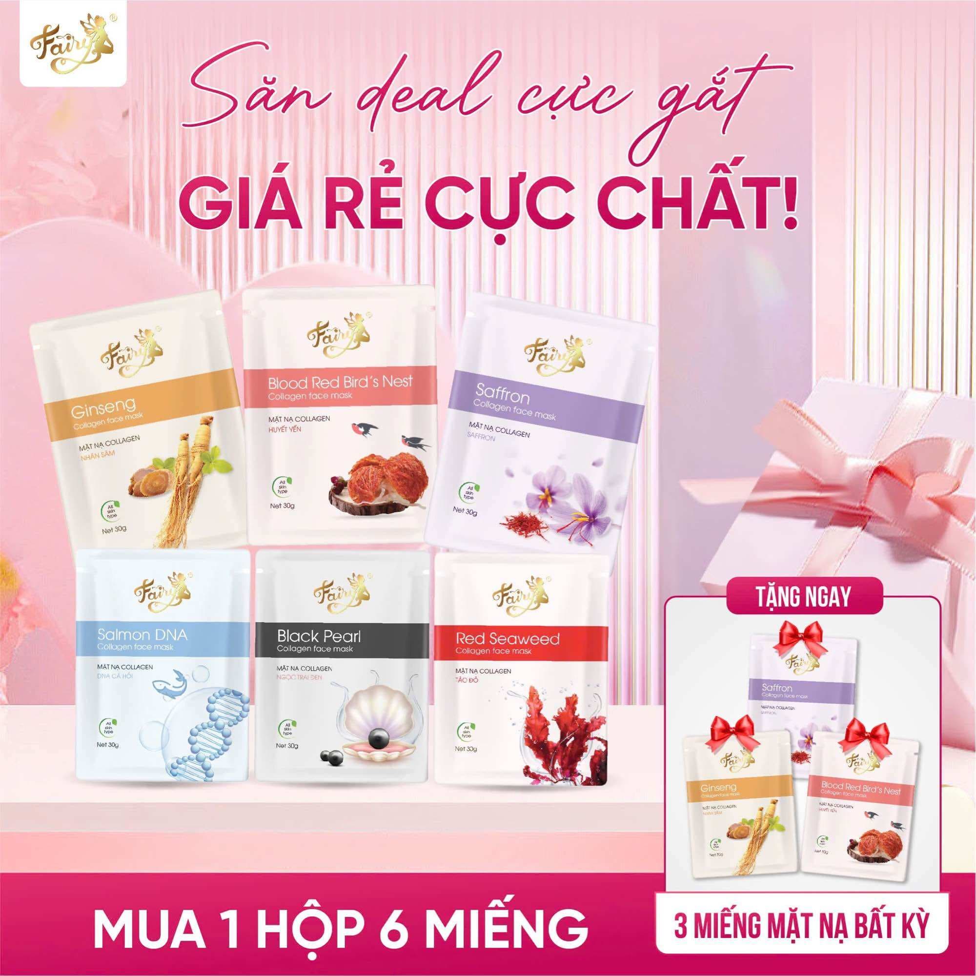 Mặt Nạ Dừa Collagen Fairy, 6 miếng/hộp