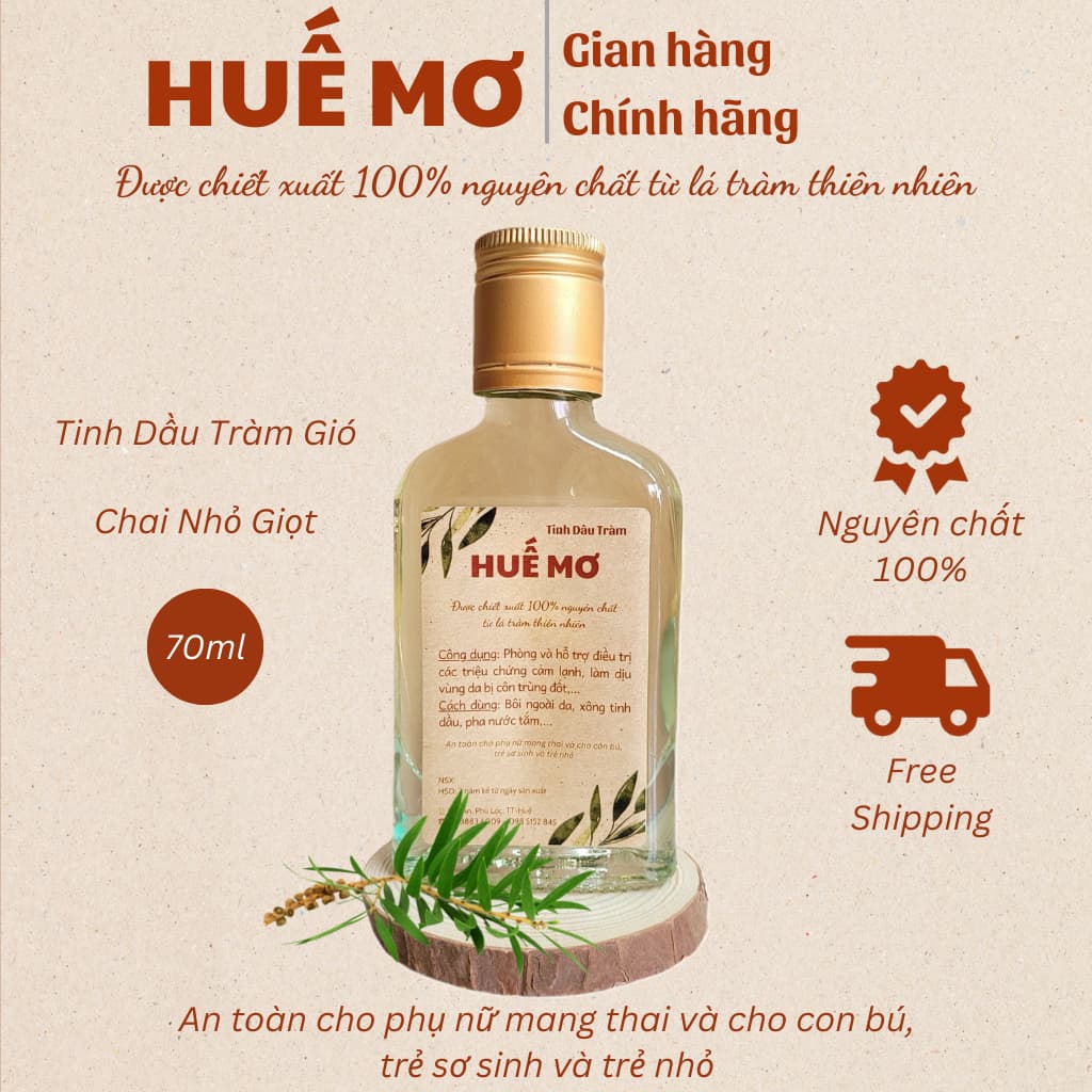 Tinh dầu Tràm Huế nguyên chất 50ml, Hoa Nén, giữ ấm mẹ bé