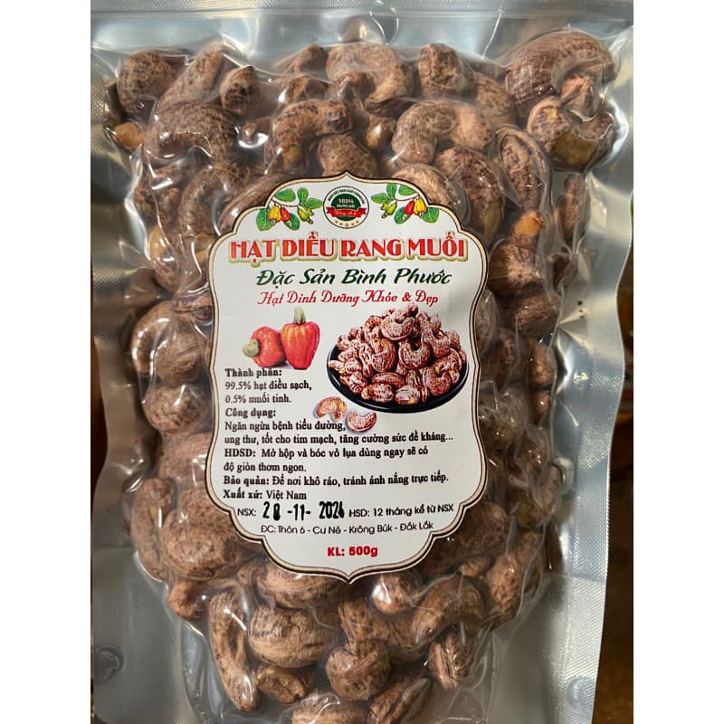 Hạt điều rang muối Bình Phước a cồ loại xuất khẩu, 1 kg