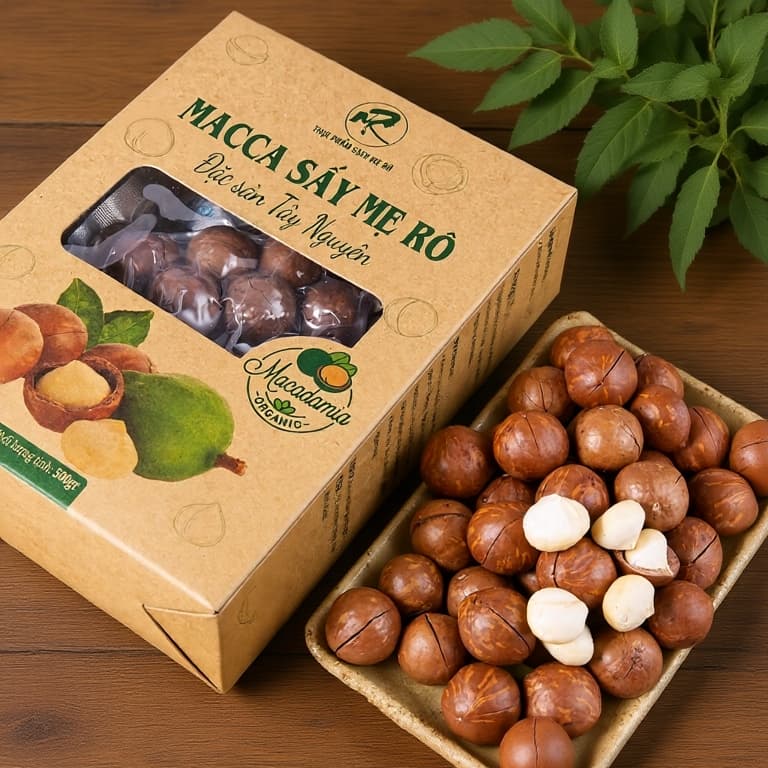 Hạt Macca Đak Lak Sấy Chín Còn Vỏ HoneyThiendi