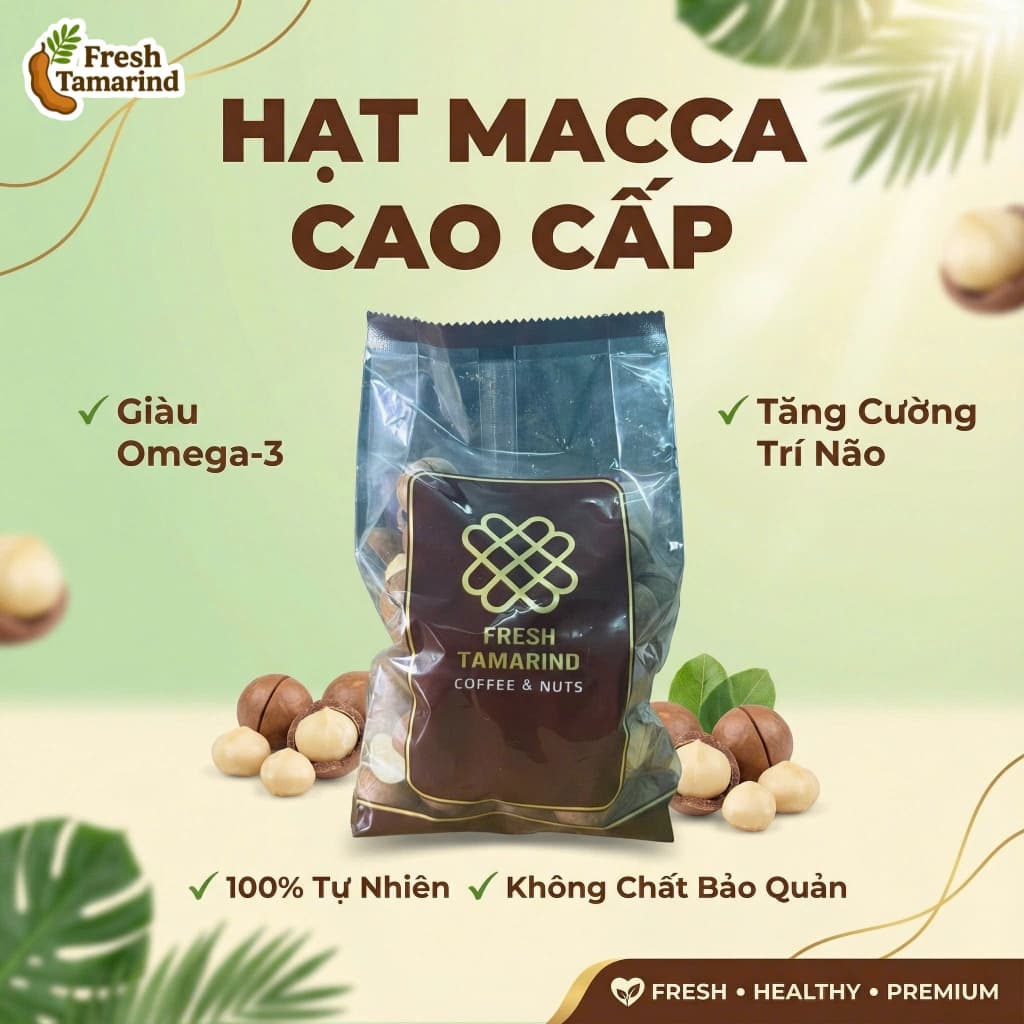 Hạt macca Úc vỏ nứt tự nhiên Tamarin, túi 500g