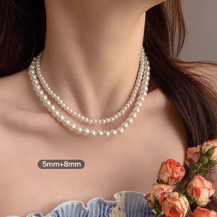Dây chuyền nữ ngọc trai nhân tạo vòng cổ điển áo dài xưa