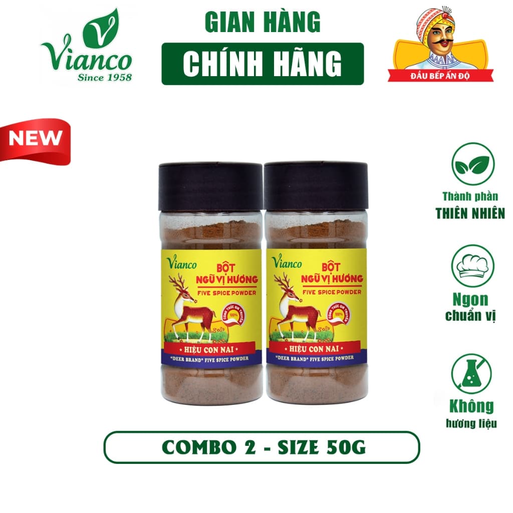 Combo 2 hủ gia vị ướp thịt Ngũ Vị Hương 50g Hiệu Con Nai