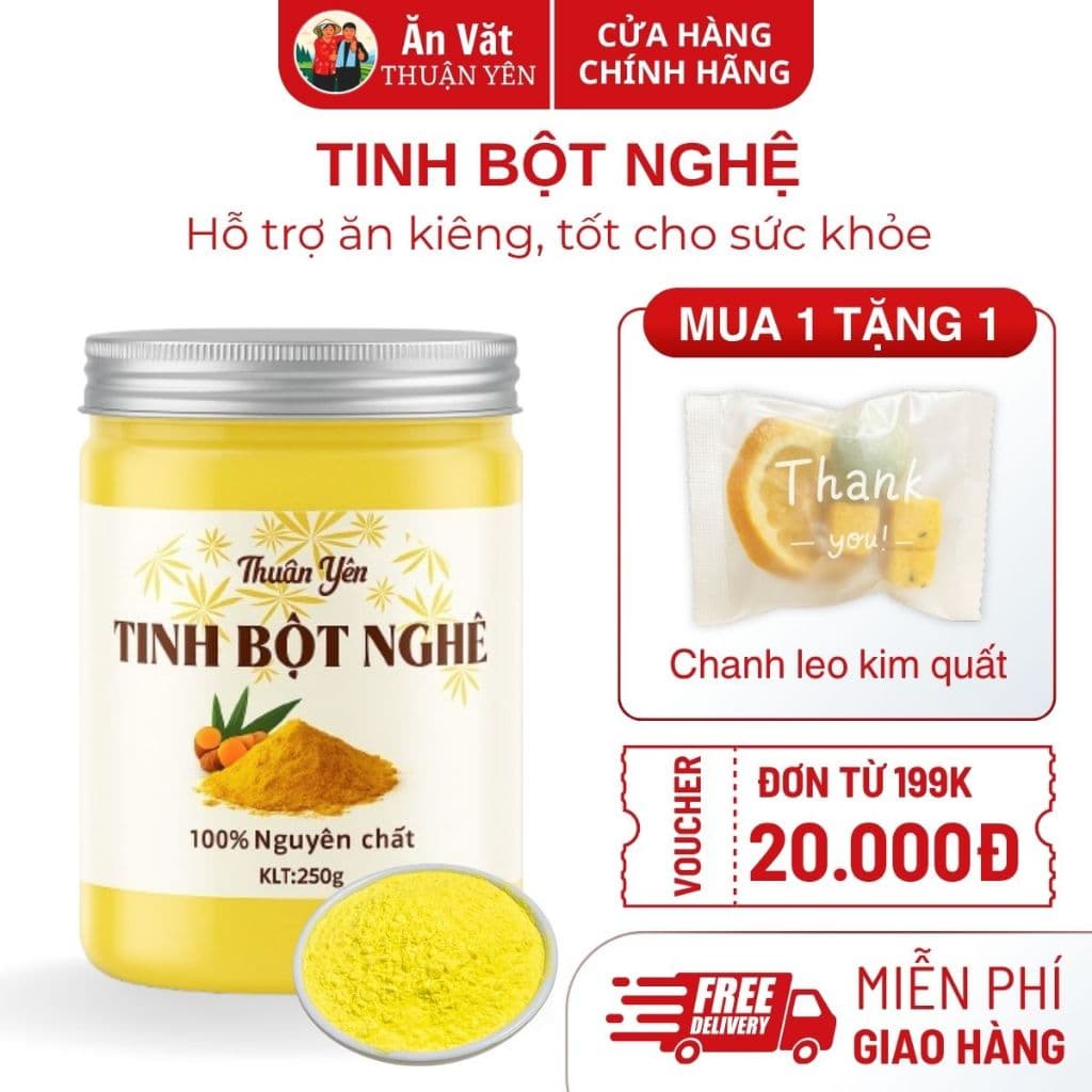 Tinh Bột Nghệ Vàng Nguyên Chất Thuận Yên 500g, hỗ trợ làm đẹp