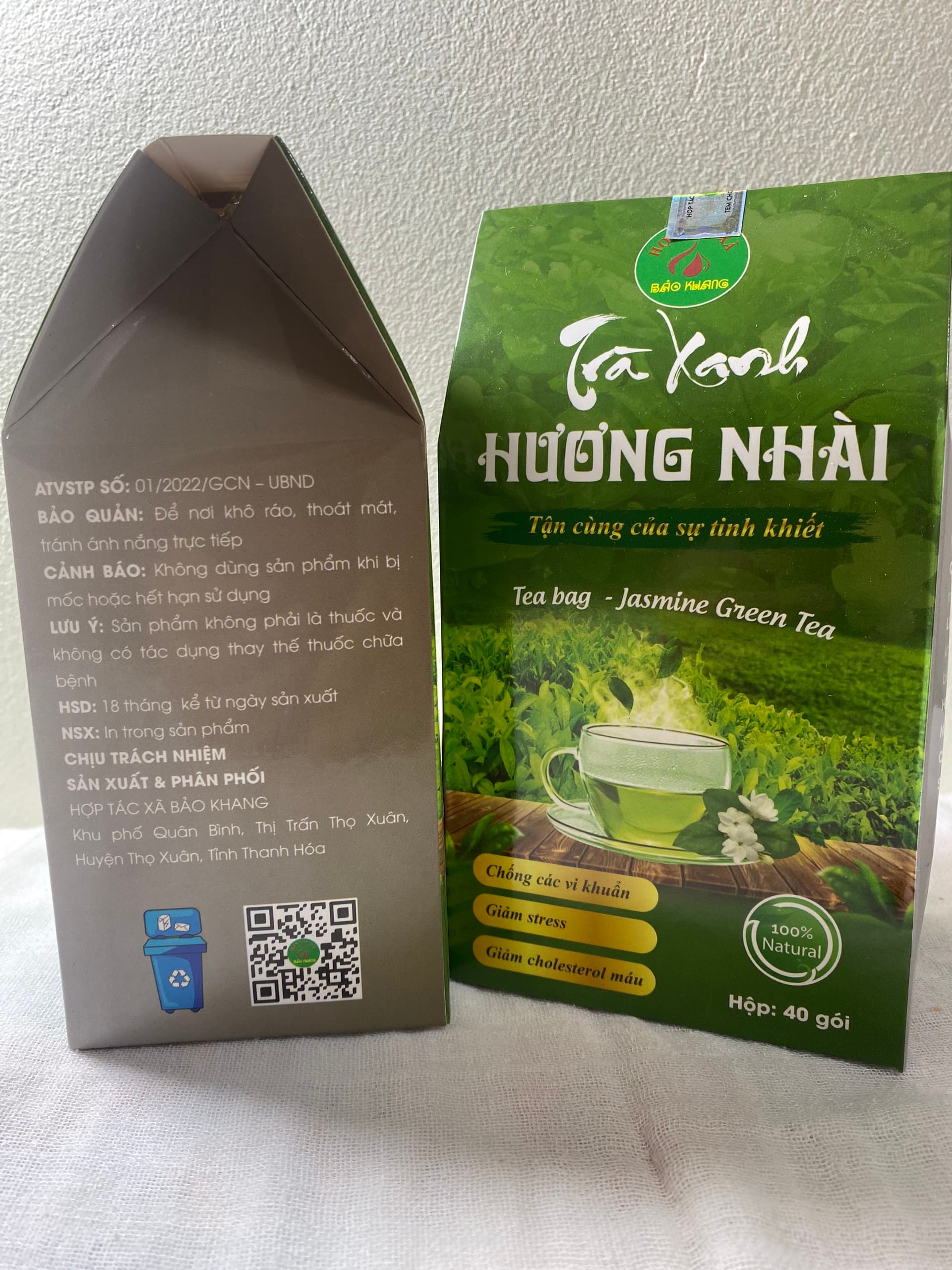 Bảo Khang Trà Xanh Hương Nhài, 4 hộp x 160 gói