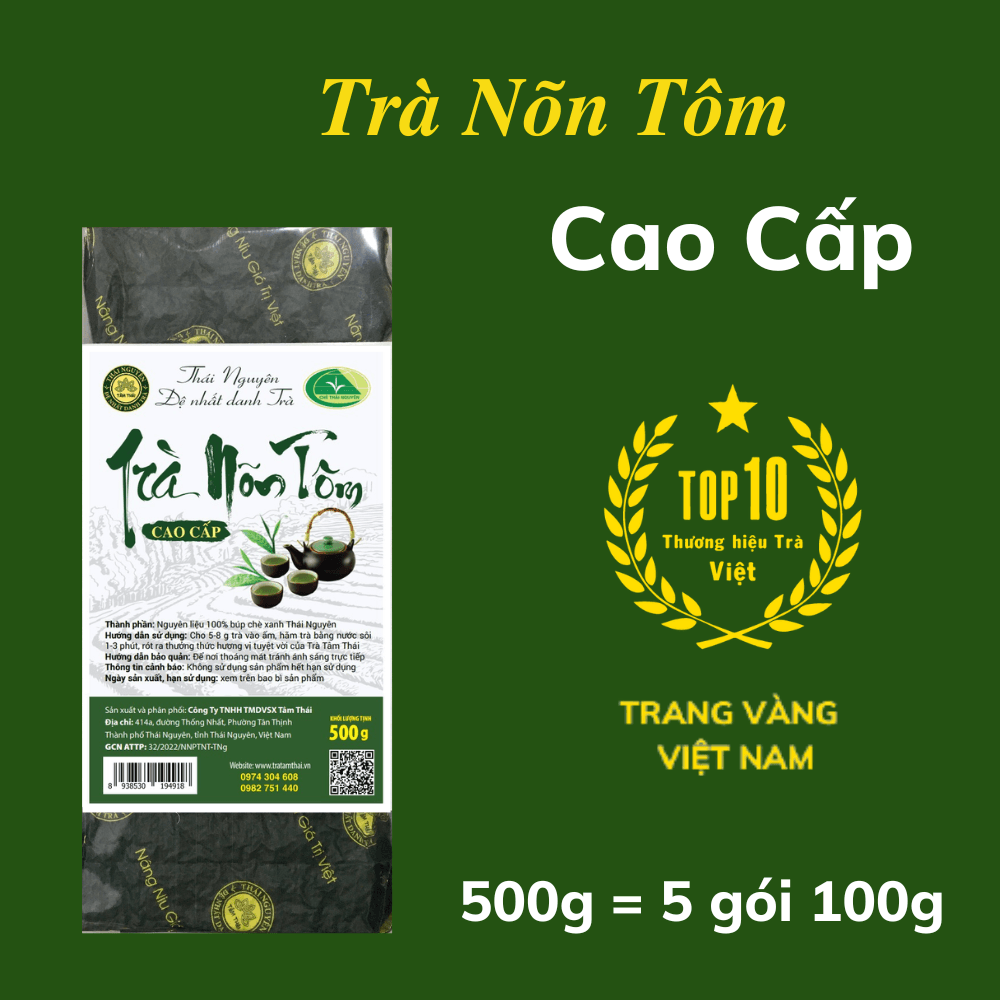 Trà Thái Nguyên Nõn Tôm Cao Cấp, 500g (5 gói)