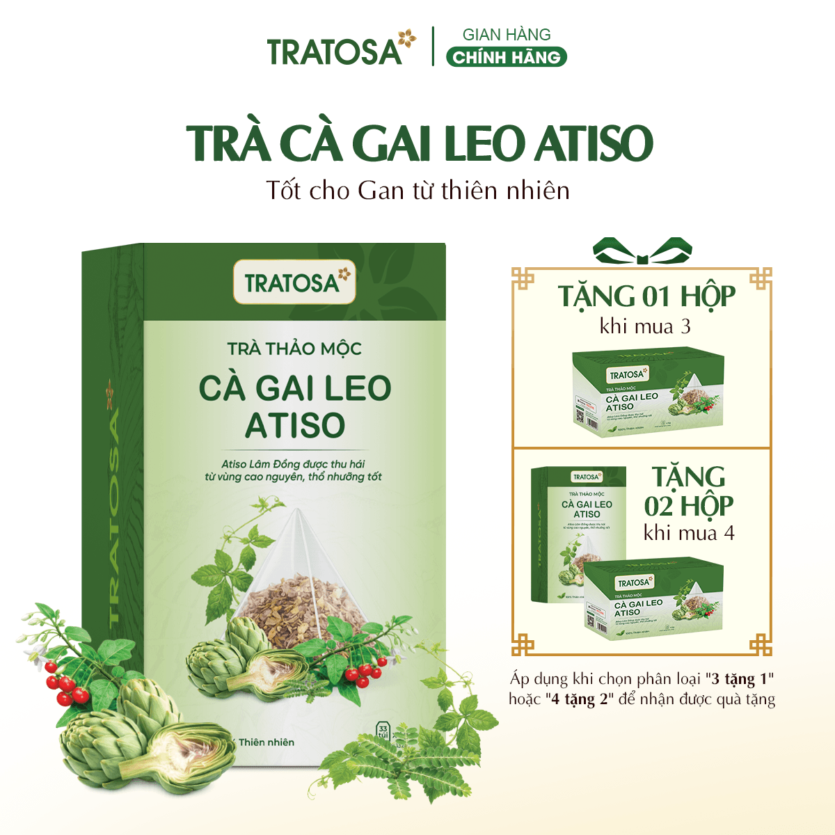 TRATOSA Trà Cà Gai Leo Atiso Lâm Đồng 9 Vị Thảo Dược