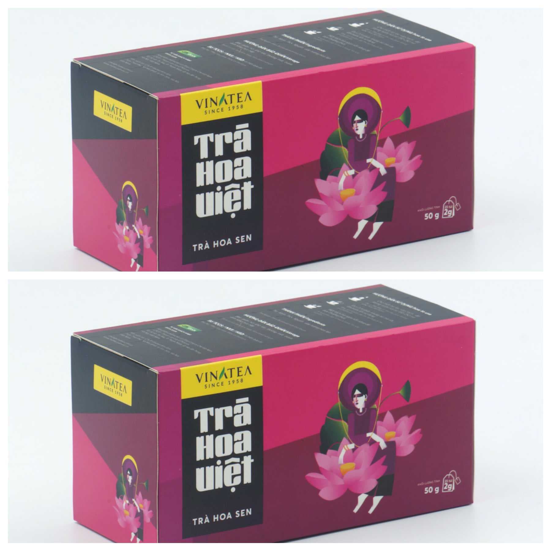 Vinatea Trà Hoa Việt Hương Sen, combo 2 hộp
