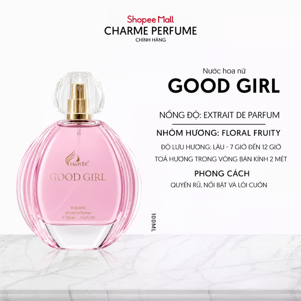 Nước hoa nữ Charme good girl 100ml dịu dàng nữ tính, hàng chính hãng