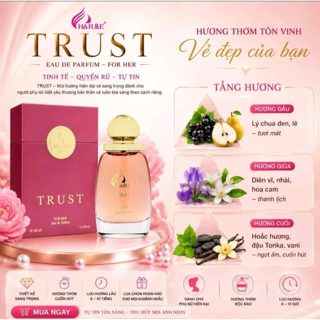Nước hoa nữ Charme Trust 100ml ngọt kẹo, hàng chính hãng