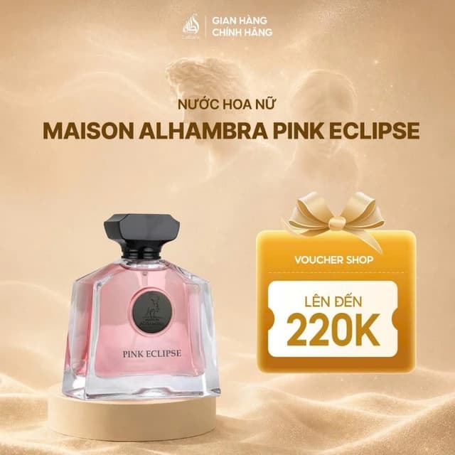 Nước hoa nữ Lattafa Maison Alhambra Pink Eclipse mùi hương thanh lịch, chai 100ml