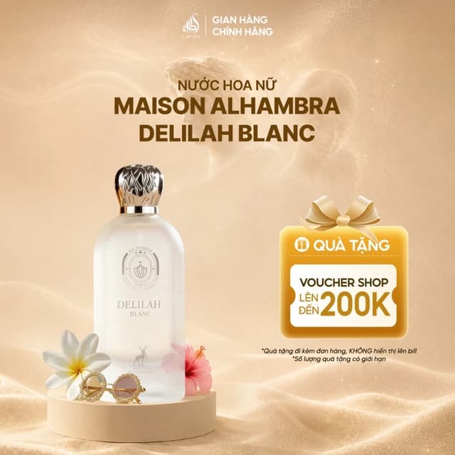Nước hoa nữ Maison Alhambra Delilah Blanc hương đào trắng sang trọng 100ml